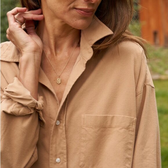 Frank & Eileen Tailored Cotton Button-Up Shirt Italian Flannel CAMEL Size M - Picture 13 of 13